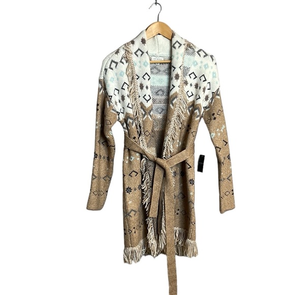 NWT LUCKY BRAND  Southwest Print Open Front Tie Cardigan Sweater Womens S - Picture 6 of 14